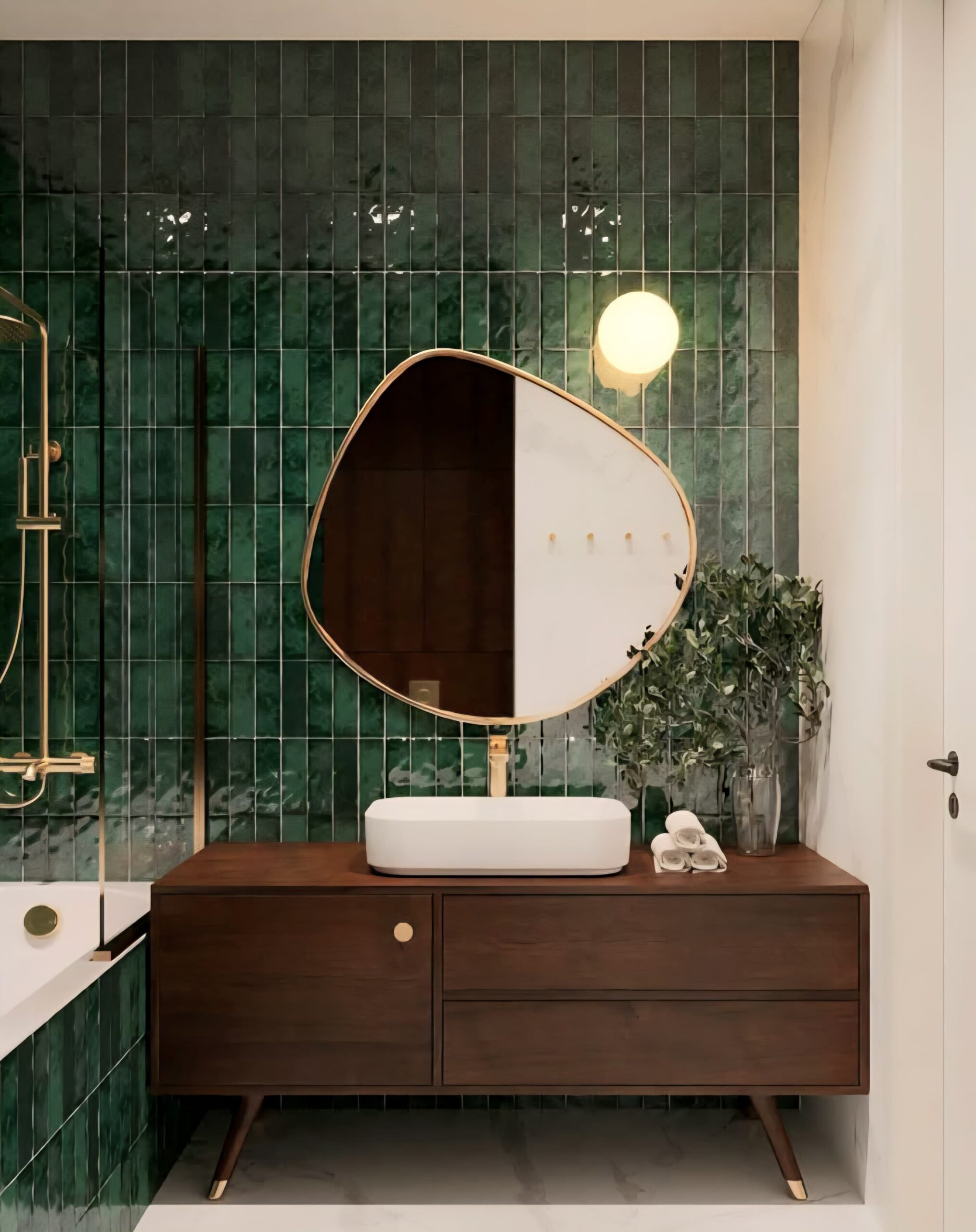 The Flow of Form: Curved Bathroom Mirror