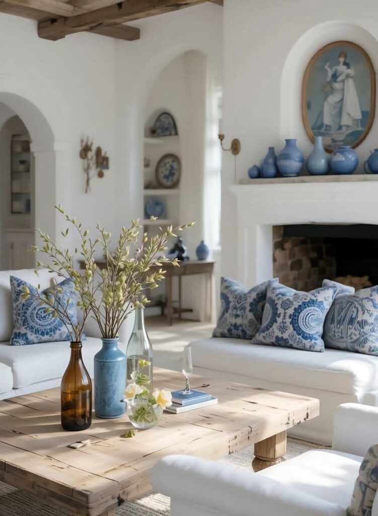 Mediterranean interior design uses earthy colors and light-filled rooms for timeless appeal.
