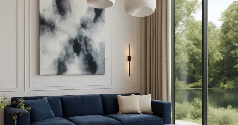 Floor-to-Ceiling Windows: Navy Blue Interior Design Ideas